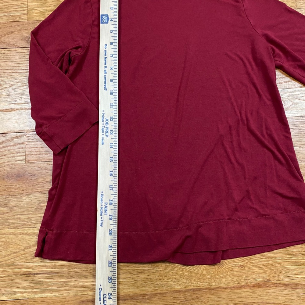 J.Jill Wearever Top Womens XS 3/4 Sleeve Burgundy Dark Academia Casual - Picture 2 of 6